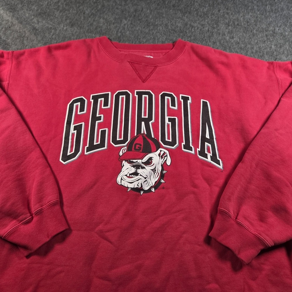 Georgia Bulldogs Sweatshirt Mens XL Red NCAA Football Crewneck Gear For Sports